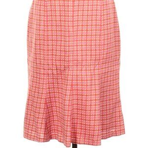 𝅺ANNE Taylor Tweed Plaid Formal Skirt Fit and Flare with Flounce Hem, Sz 8